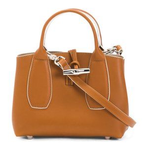 NWT LONGCHAMP Brown Roseau Luxe Leather Satchel